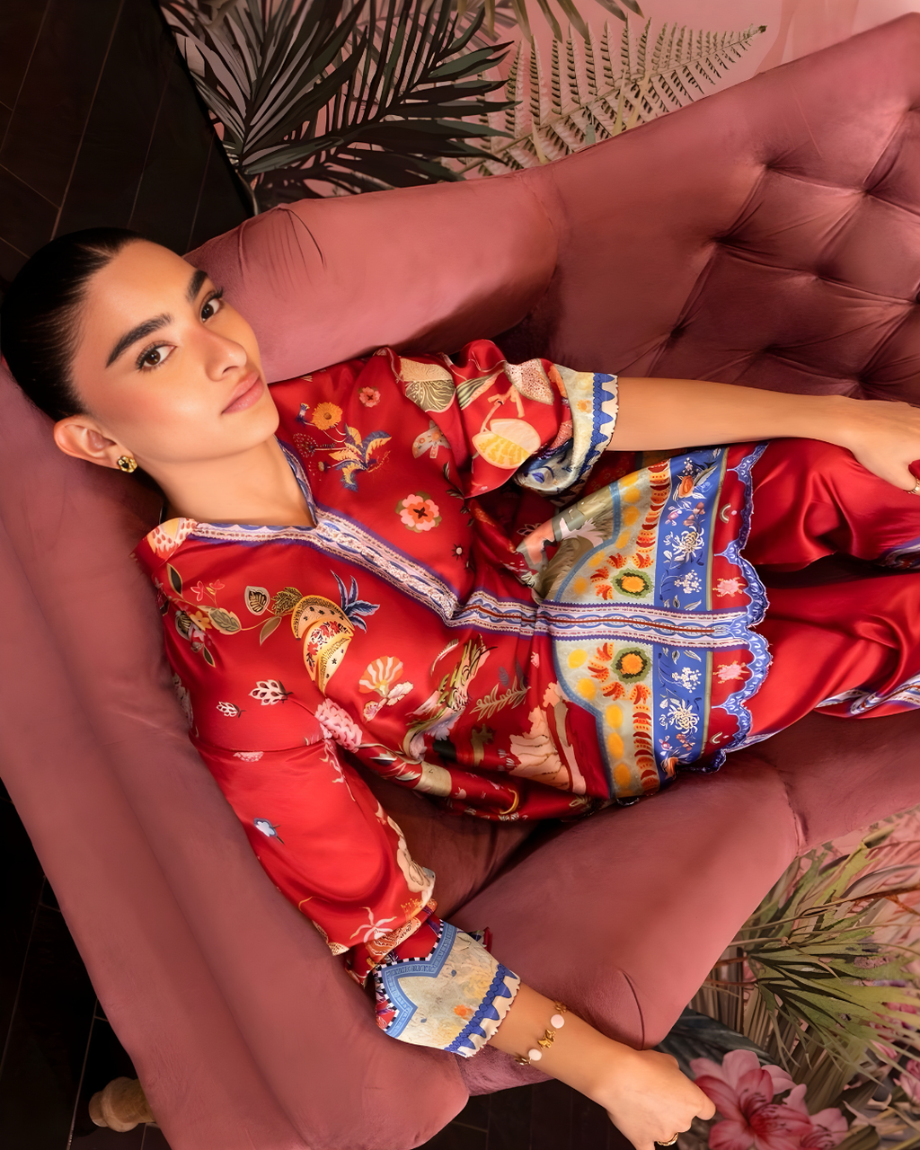 Women’s Printed Cotton Blend Co-Ord Set | Stylish 2-Piece Top & Pant Set