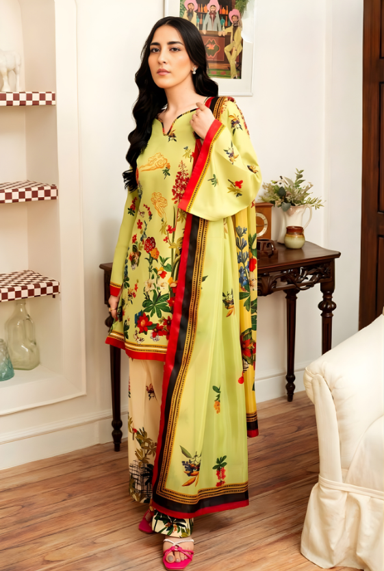 Premium Maslin Printed 3 Pc Co-Ord Set with Dupatta | Boutique Stitched Women Coord Set