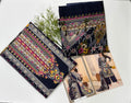 Black  Printed Unstitched Salwar Suit Set For Women