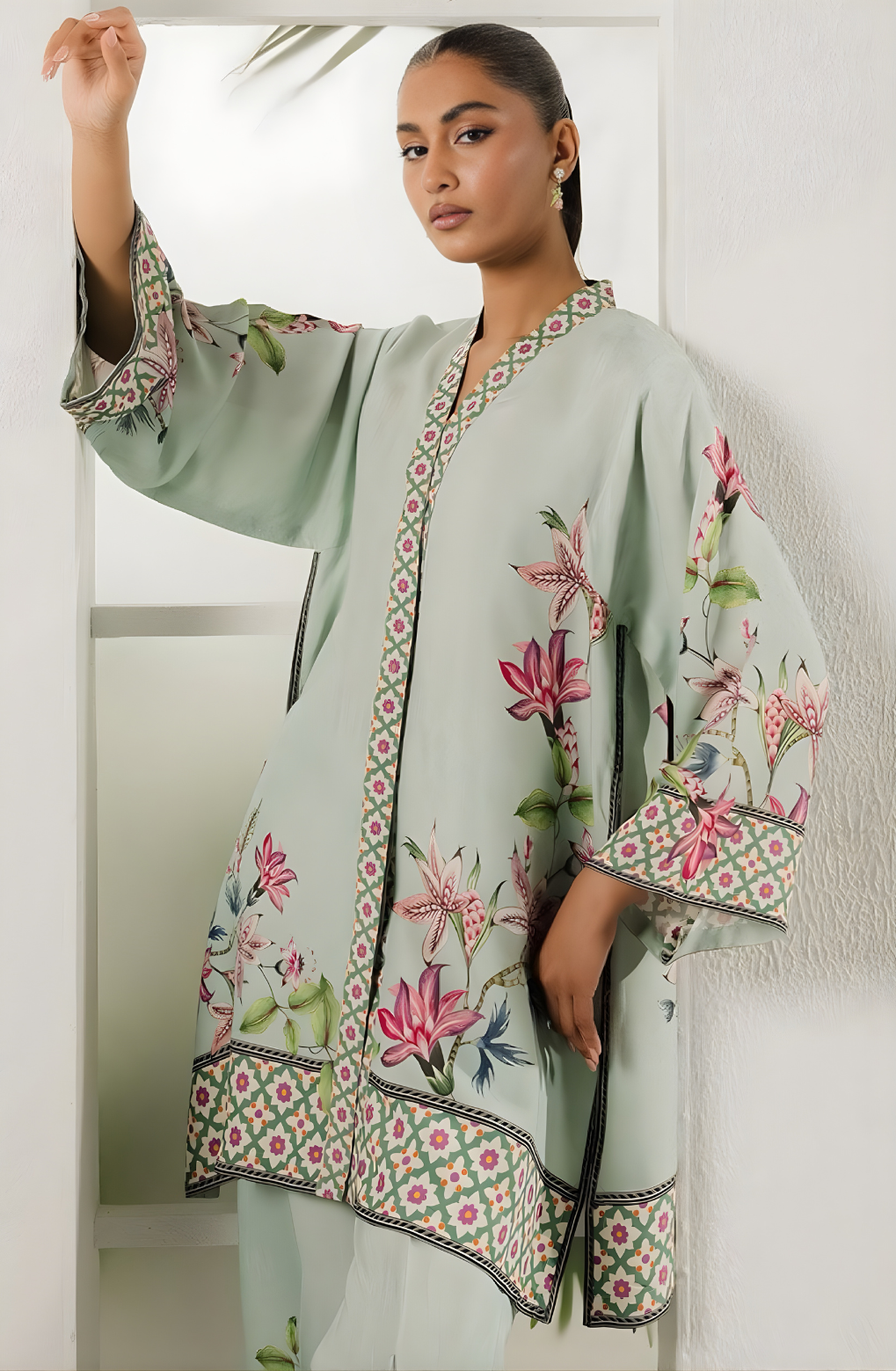 Luxury Swiss Cotton Floral Co-Ord Set for Women | Boutique 2-Piece Kurti Pant Set