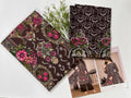 Dark Brown Floral Printed Unstitched Salwar Suit For Women