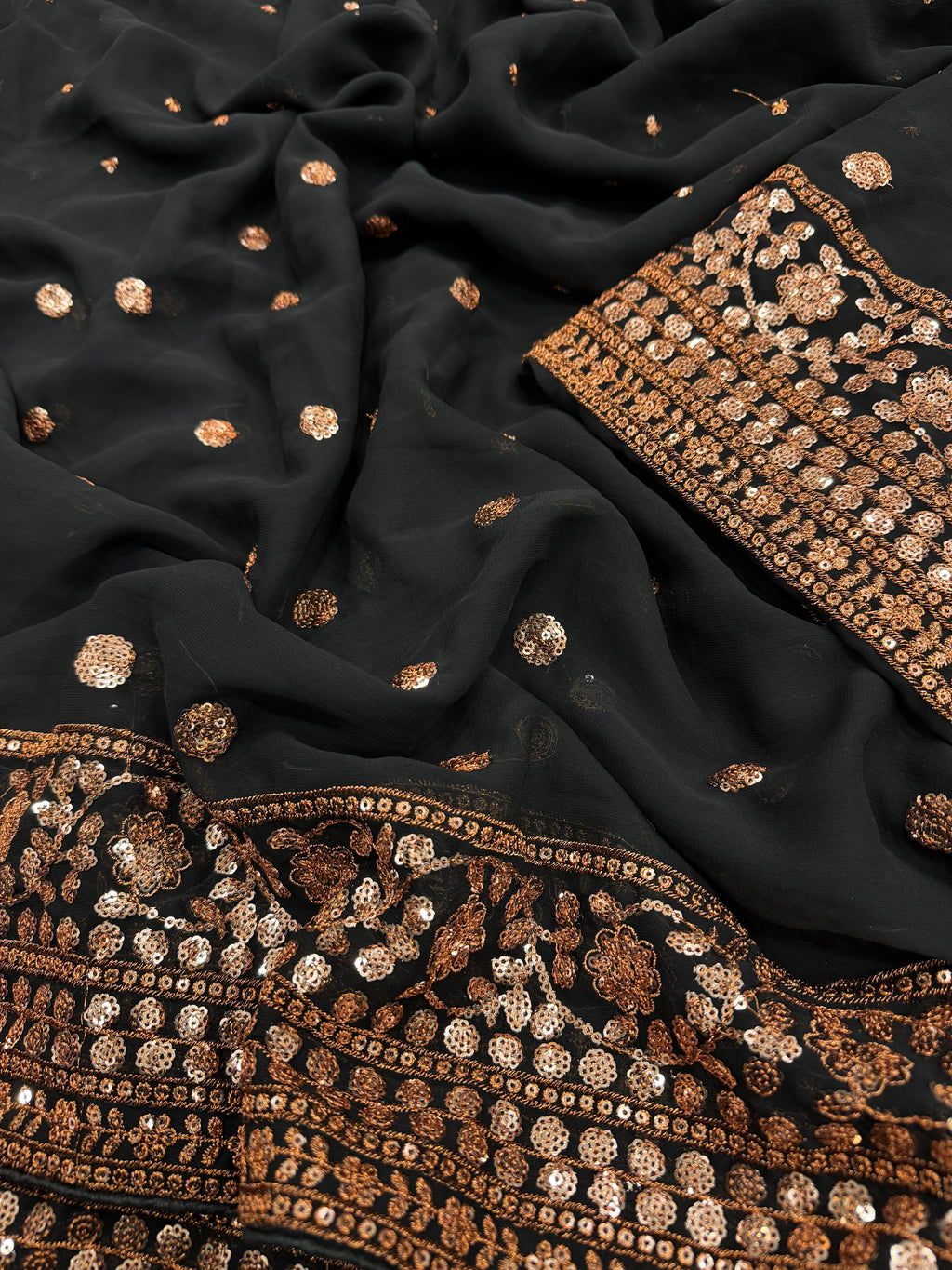 Heavy Soft Georgette Saree with Sequins Embroidery Work & Matching Blouse