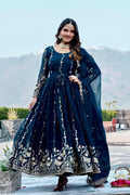 Festival Fox Georgette Embroidered Long Gown With Dupatta For Women | Heavy Sequence Work Designer Party Wear Outfit | Fully Stitched Ethnic Gown