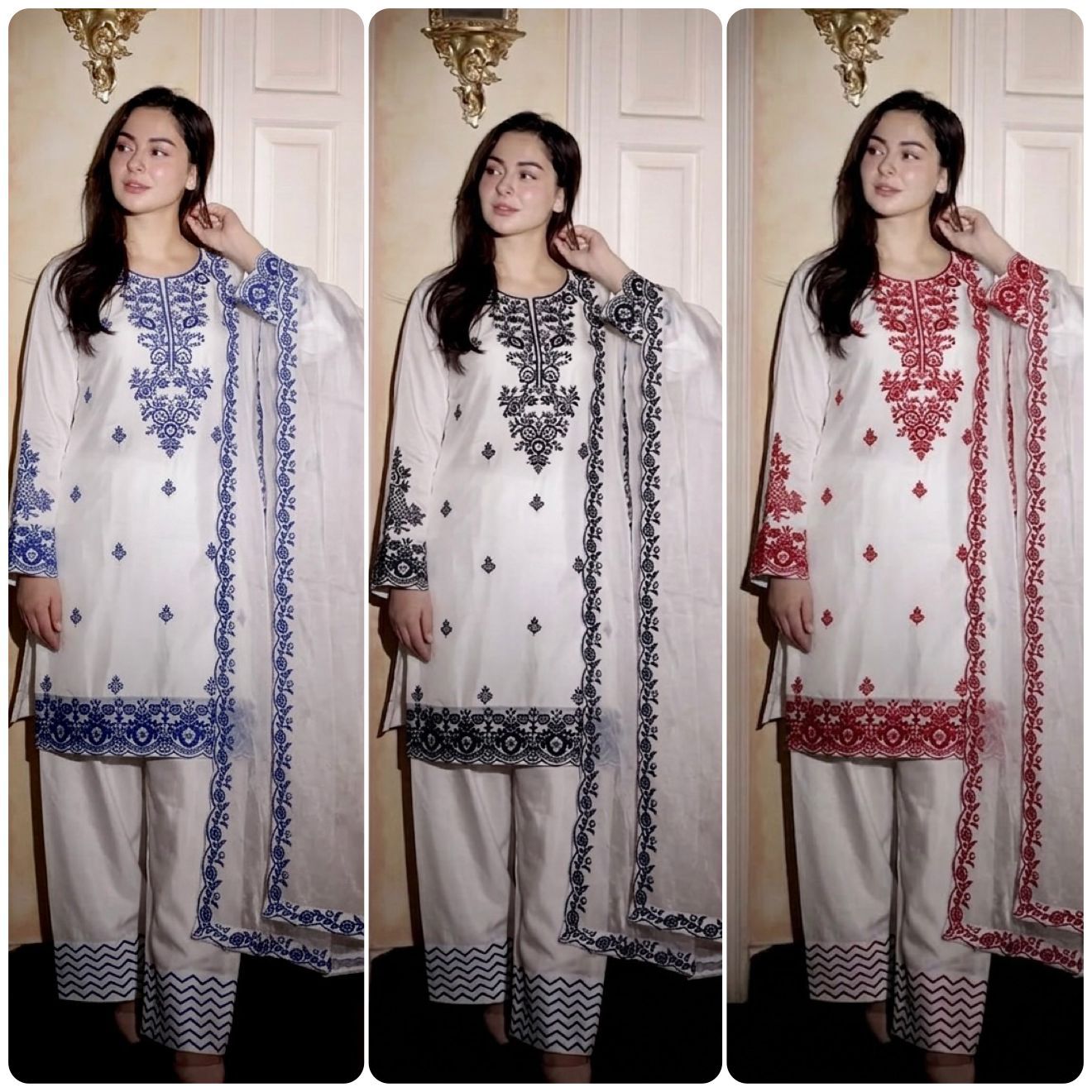 Rayon Cotton Embroidered Farshi Suit Set With GMY Silk Dupatta | Fully Stitched 3 Piece Ethnic Wear Outfit | Designer Thread Work Suit