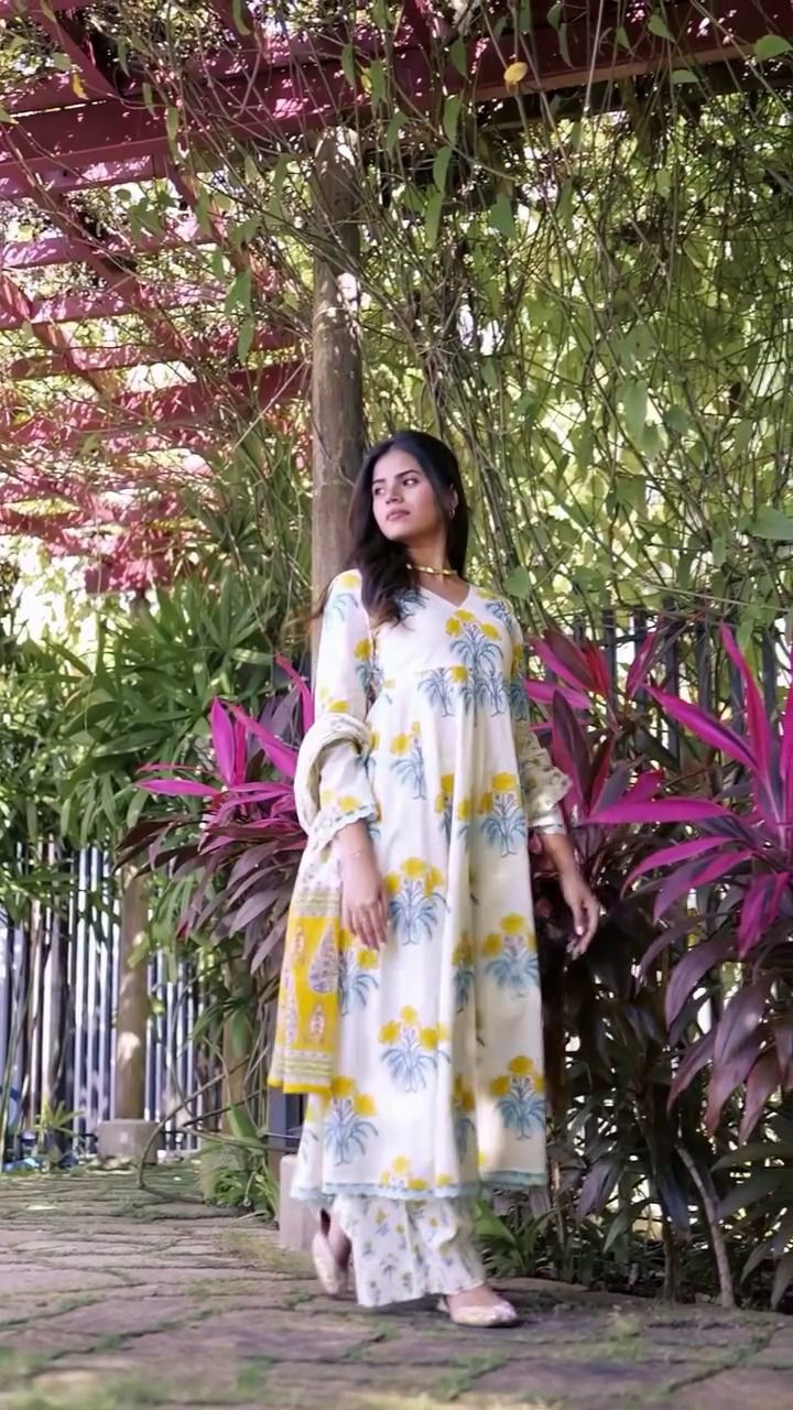 Summer Collection Maslin Printed Gown Palazzo Set For Women | Digital Print Designer Ethnic Outfit With Dupatta | Premium Ready To Wear Suit Set