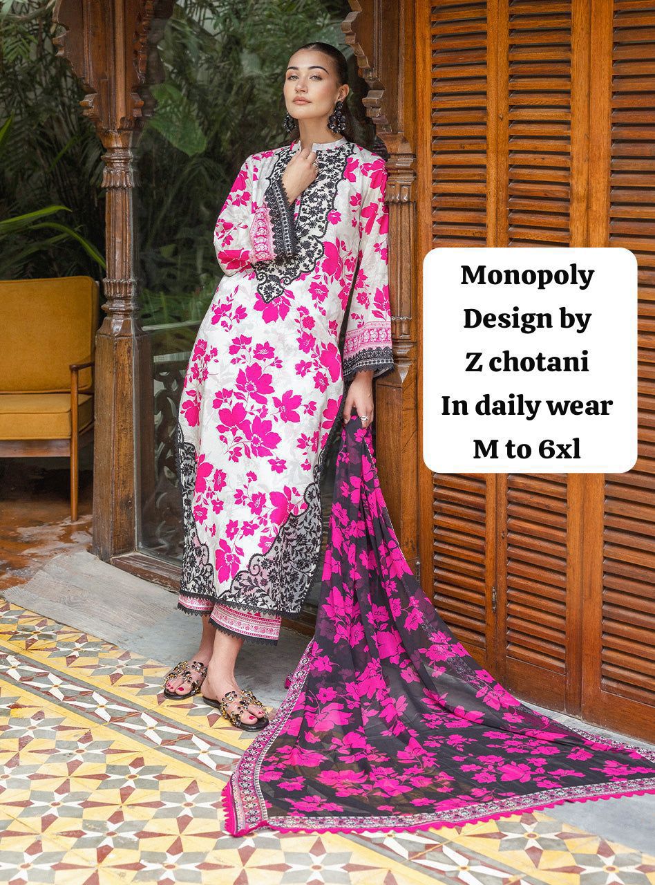 New Arrival Limited Edition International Z Chottani Printed Crepe 3 Piece Suit Set For Women | Soft Crepe Kurti Pant Dupatta Coord Set | Plus Size Ethnic Daily Wear Outfit