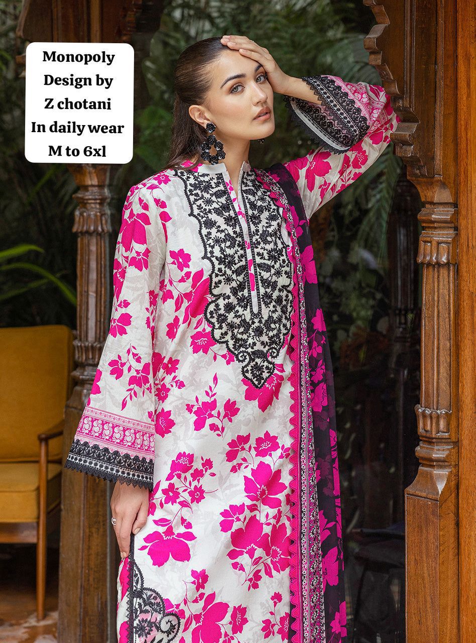New Arrival Limited Edition International Z Chottani Printed Crepe 3 Piece Suit Set For Women | Soft Crepe Kurti Pant Dupatta Coord Set | Plus Size Ethnic Daily Wear Outfit