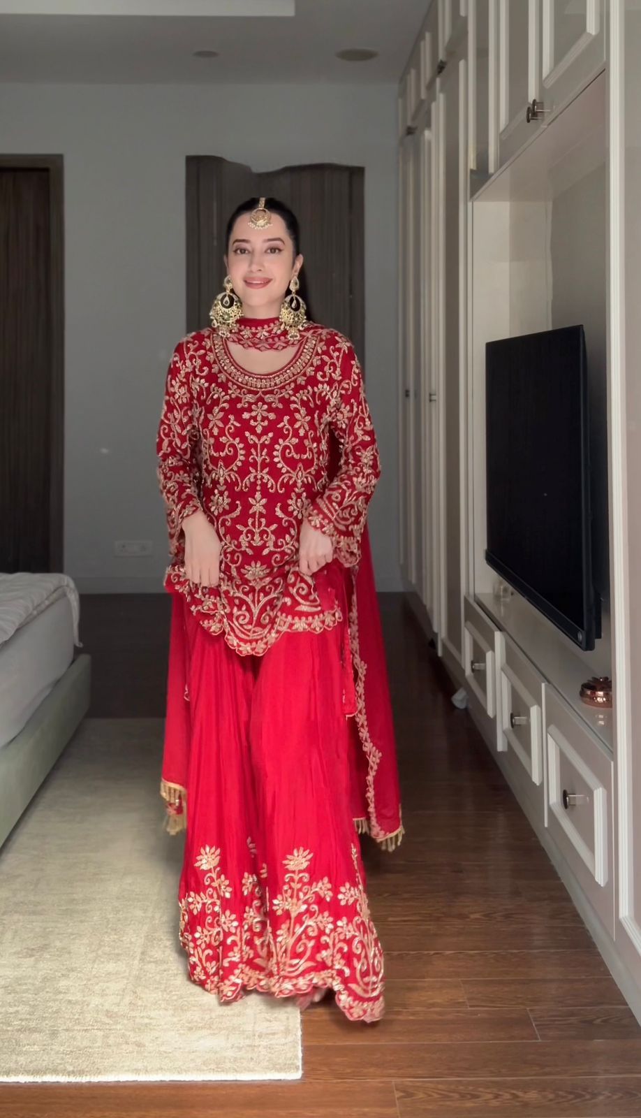 Designer Faux Georgette Sharara Suit Set For Women | Intricate Thread Work Party Wear Ethnic Outfit | Boutique Wedding Sharara Collection