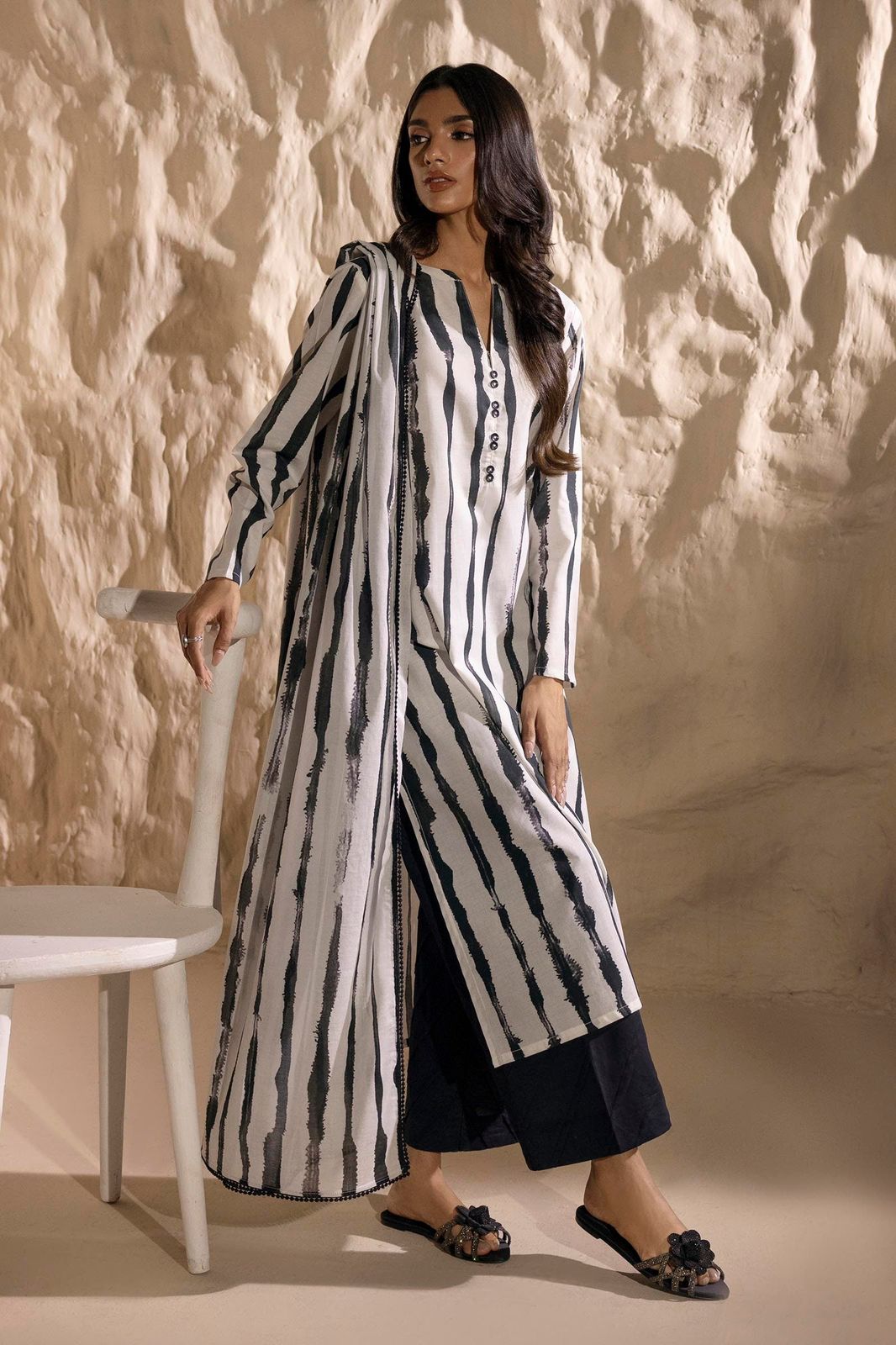 Designer Linen Cotton 3 Piece Suit Set For Women | Premium Linen Blend Kurti Crepe Pant Linen Dupatta | Elegant Plus Size Ethnic Wear