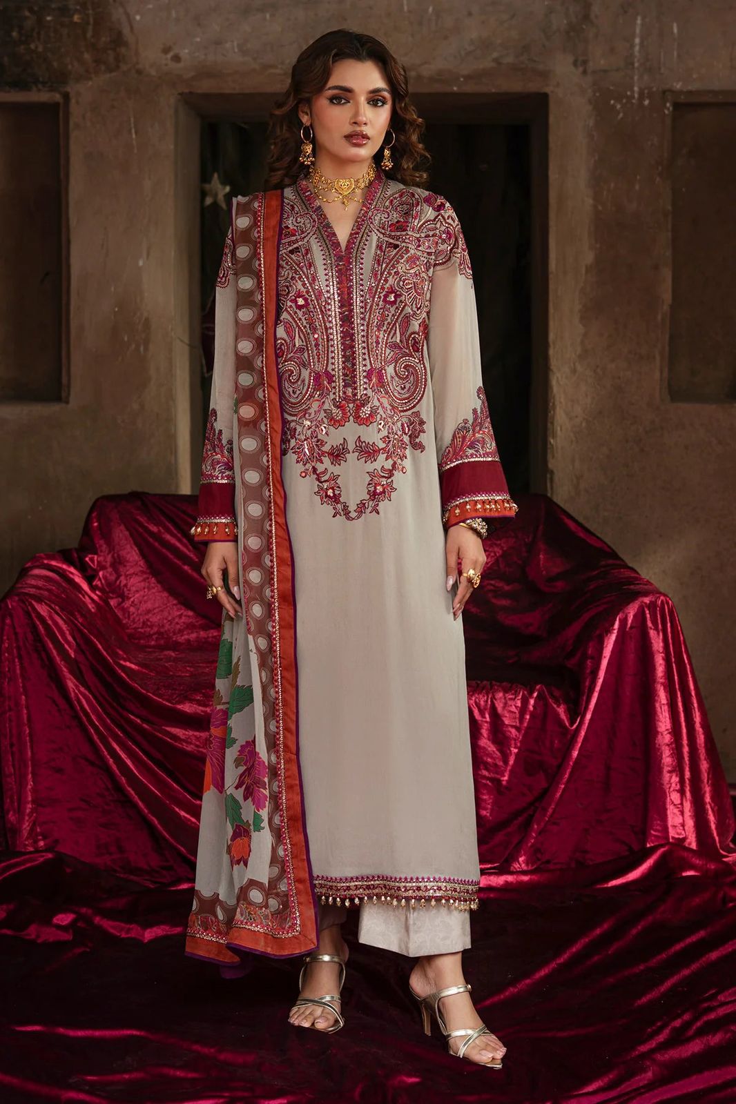 Crepe 3 Piece Coord Set For Women | Designer Soft Crepe Kurti Pant Dupatta Set | Plus Size Boutique Ethnic Wear