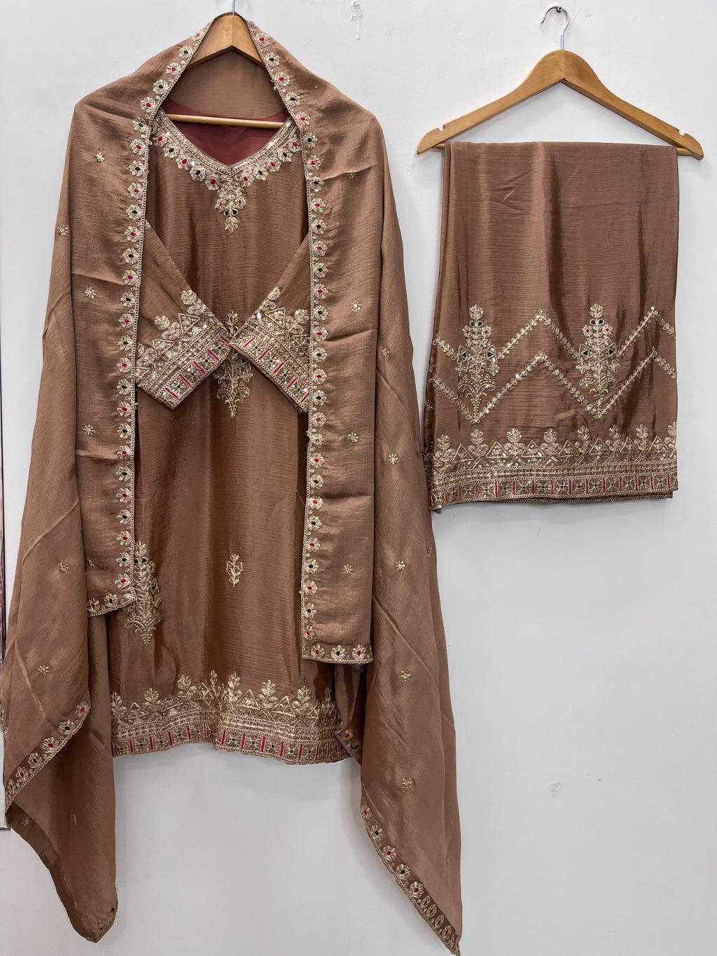 Festival Special Chinon Silk Palazzo Suit Set For Women | Heavy Sequence Embroidered Designer Ethnic Outfit | Premium Party Wear Dupatta Set