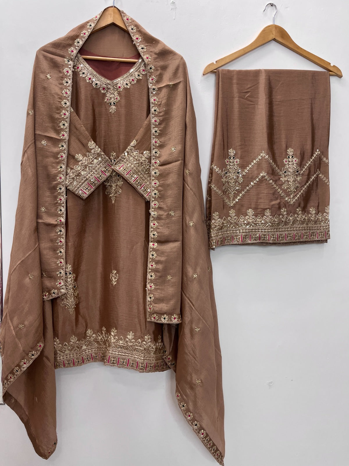 Festival Special Chinon Silk Palazzo Suit Set For Women | Heavy Sequence Embroidered Designer Ethnic Outfit | Premium Party Wear Dupatta Set