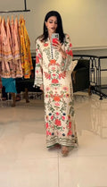 Nadia Farooqi Inspired Crepe Kaftan Gown For Women | Soft Crepe One Piece Designer Kaftan Dress | Plus Size Luxury Lounge Wear