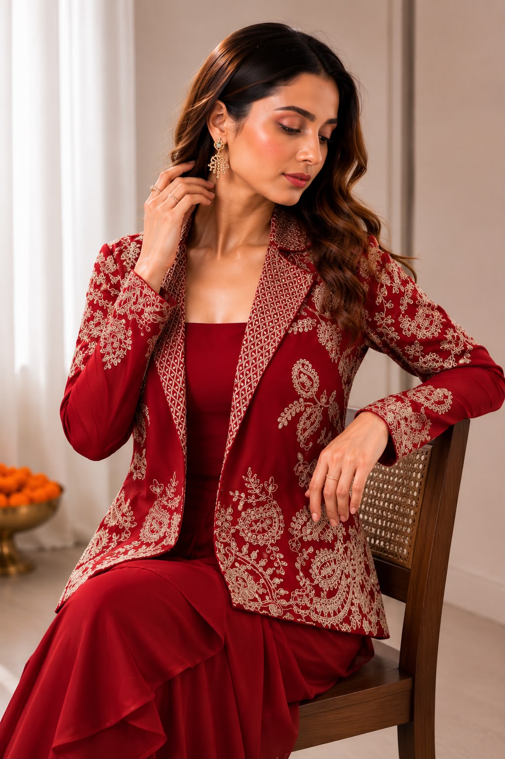 BB-61 Premium Koti with Dhoti Lehenga Set – Heavy Rangoli Silk