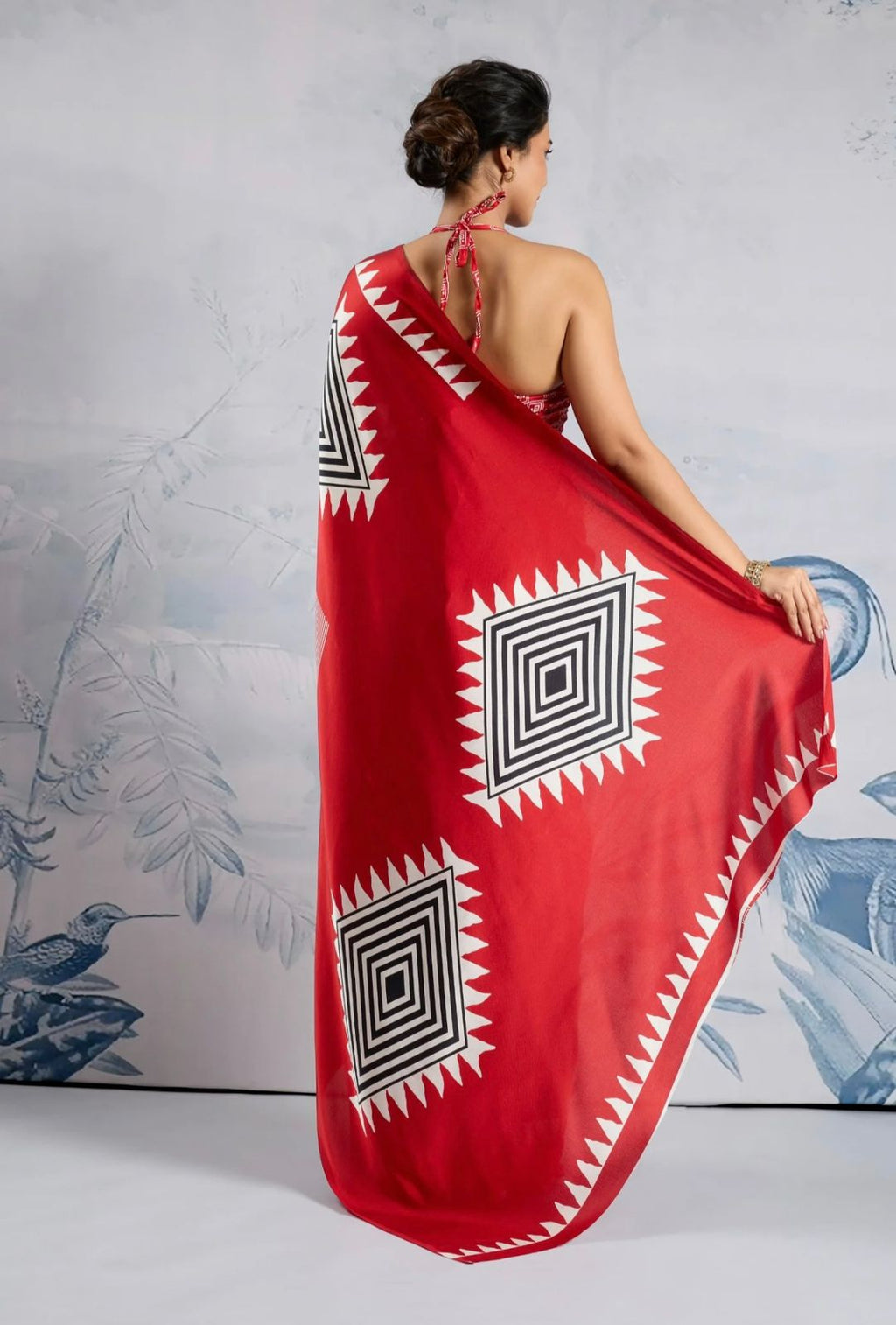 Model Silk Digital Print Saree with Printed Blouse Piece