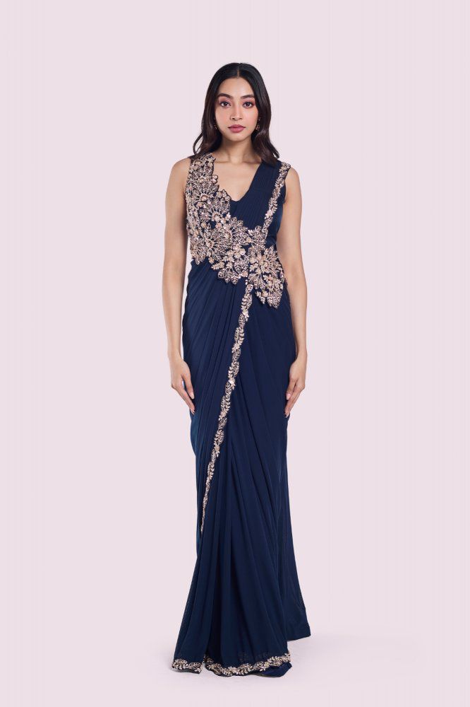 HB-199 Heavy Rangoli Ready-to-Wear Saree with Embroidered Blouse