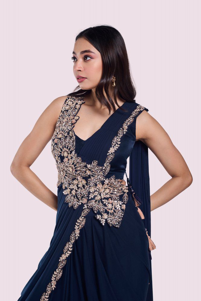 HB-199 Heavy Rangoli Ready-to-Wear Saree with Embroidered Blouse