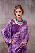 Model Silk Digital Print Saree with Matching Printed Blouse