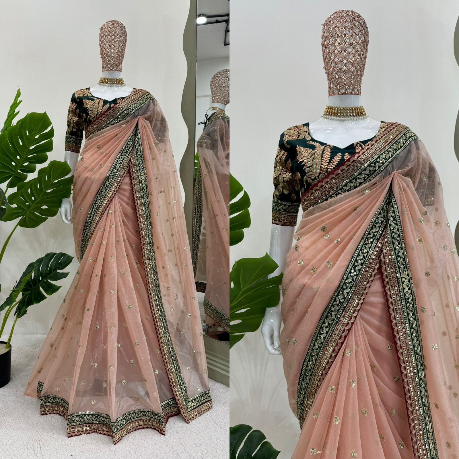 KD-515 Designer Twill Net Saree with Thread & Sequence Work