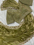 Olivea Fandy Satin Saree with Heavy Beads & Sequins Work