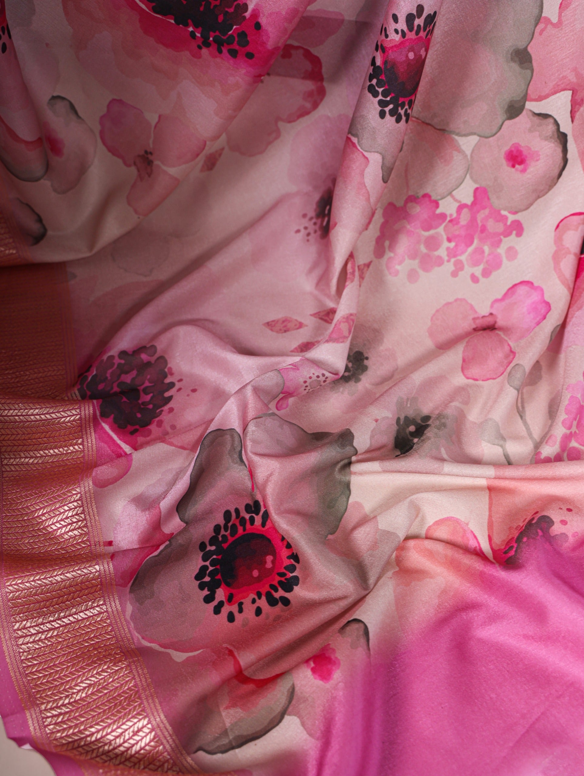 Tussar Silk Printed Saree with Viscose Border