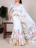 Tussar Silk Printed Saree with Viscose Border