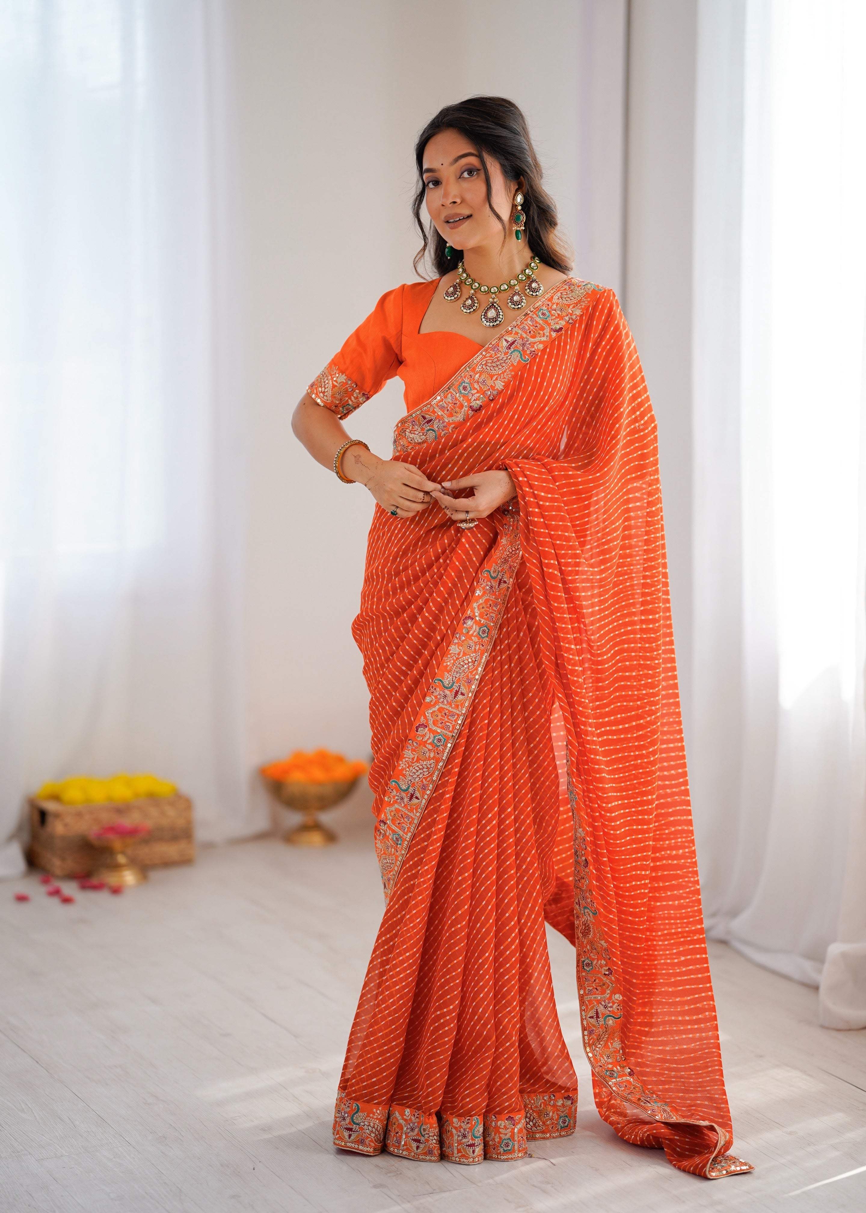 Bandhani Embroidered Saree