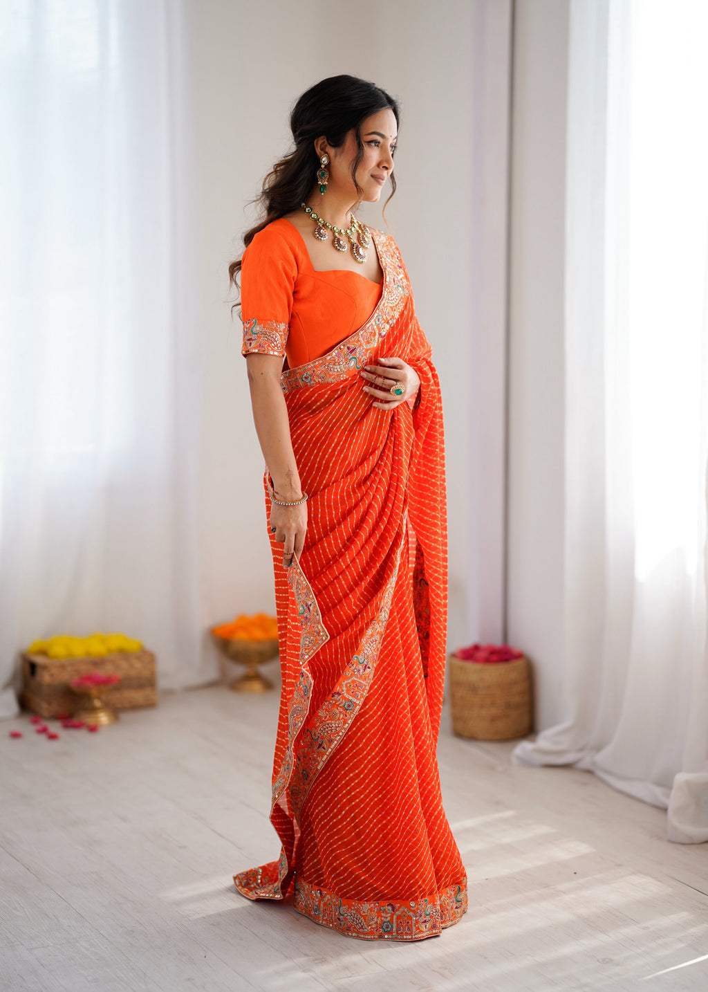 Bandhani Embroidered Saree