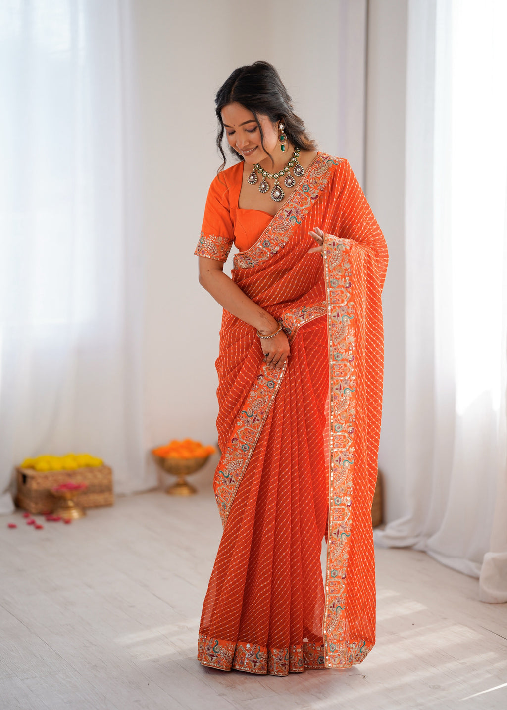 Bandhani Embroidered Saree