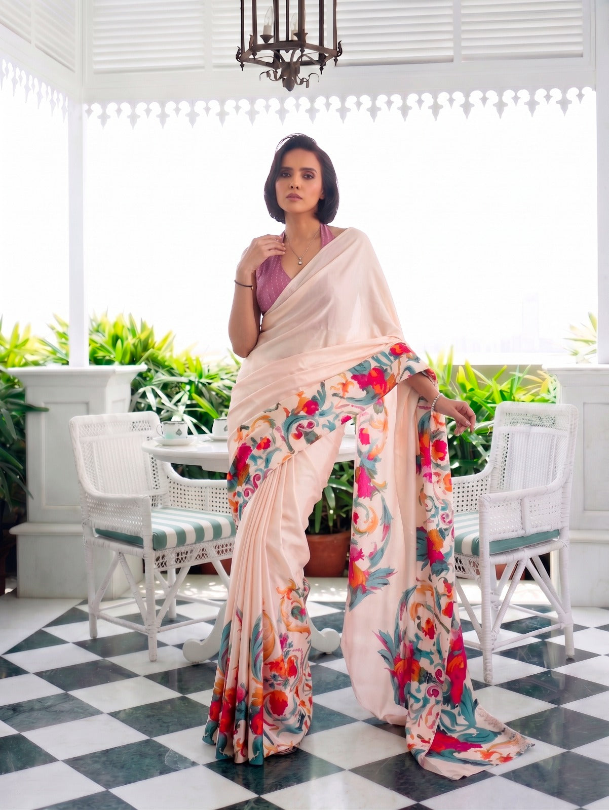 Floral Satin Silk Saree