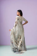 Ivory Floral Satin Saree