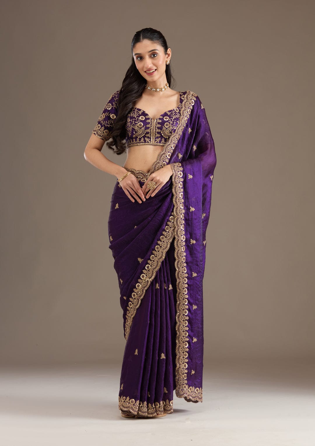 Satin Silk Saree with Sequence & Zari Dori Embroidery – Wedding & Party Wear Saree