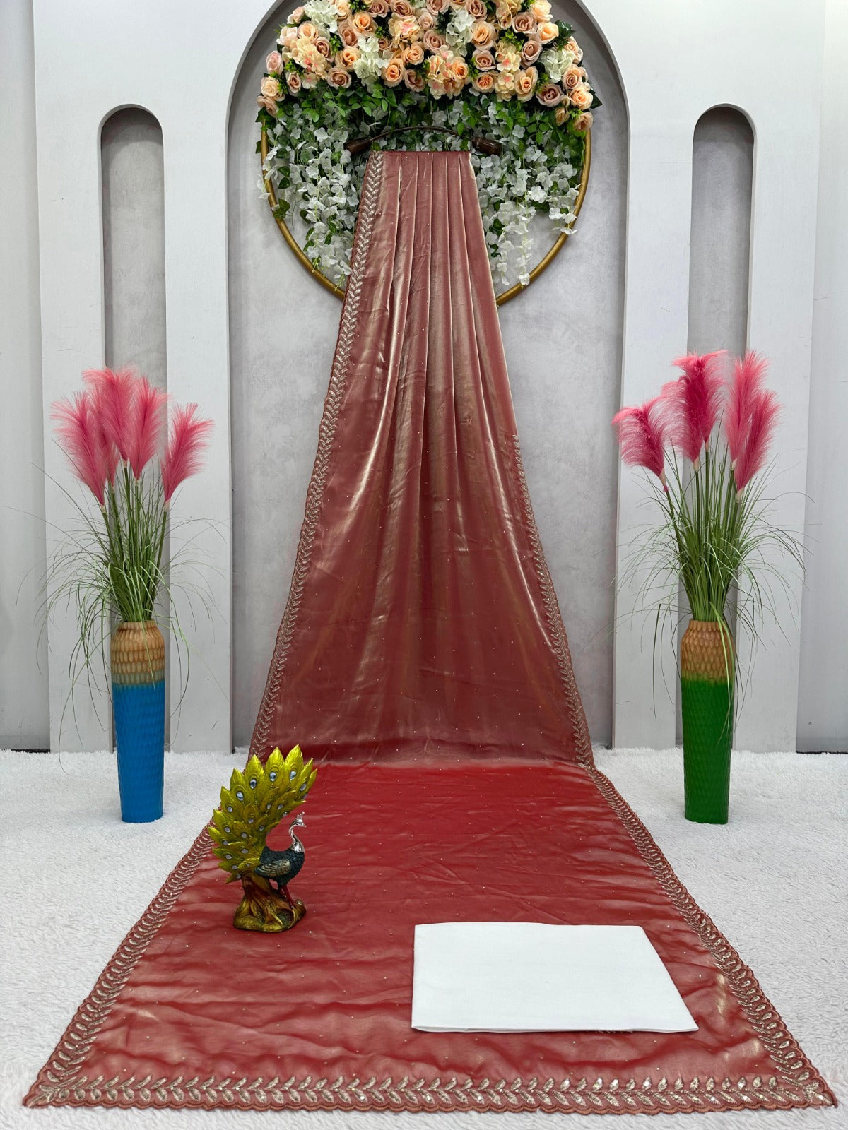 Saree with Embroidered Lace Cutwork Border – Party Wear Saree