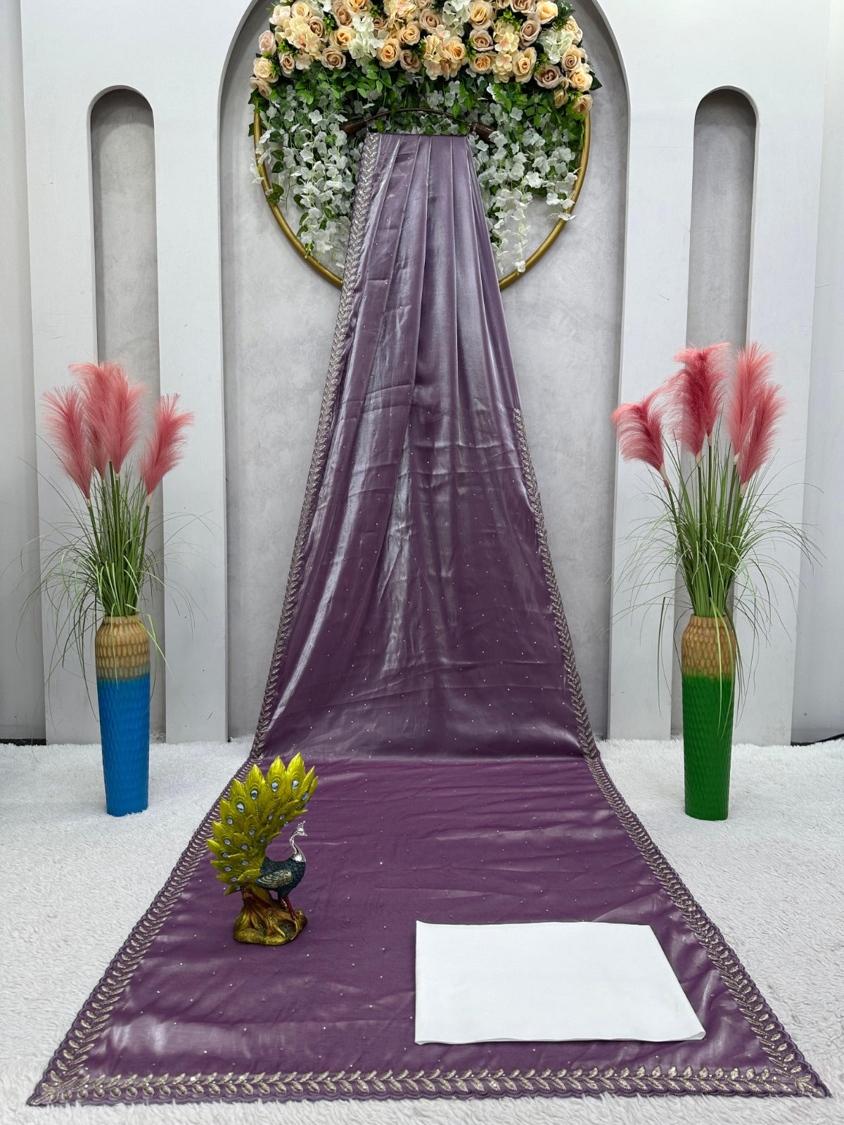 Saree with Embroidered Lace Cutwork Border – Party Wear Saree