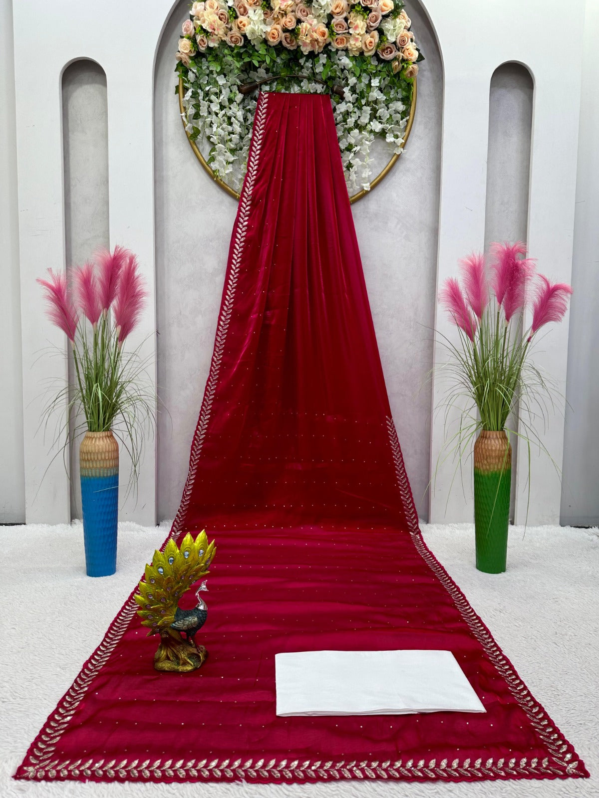 Saree with Embroidered Lace Cutwork Border – Party Wear Saree