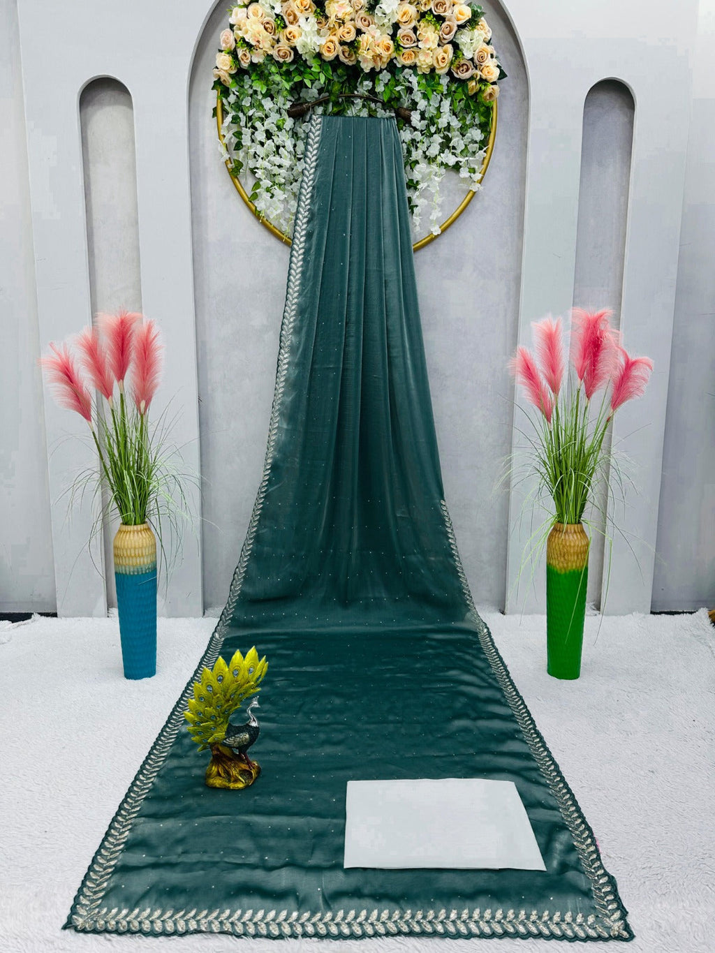 Saree with Embroidered Lace Cutwork Border – Party Wear Saree