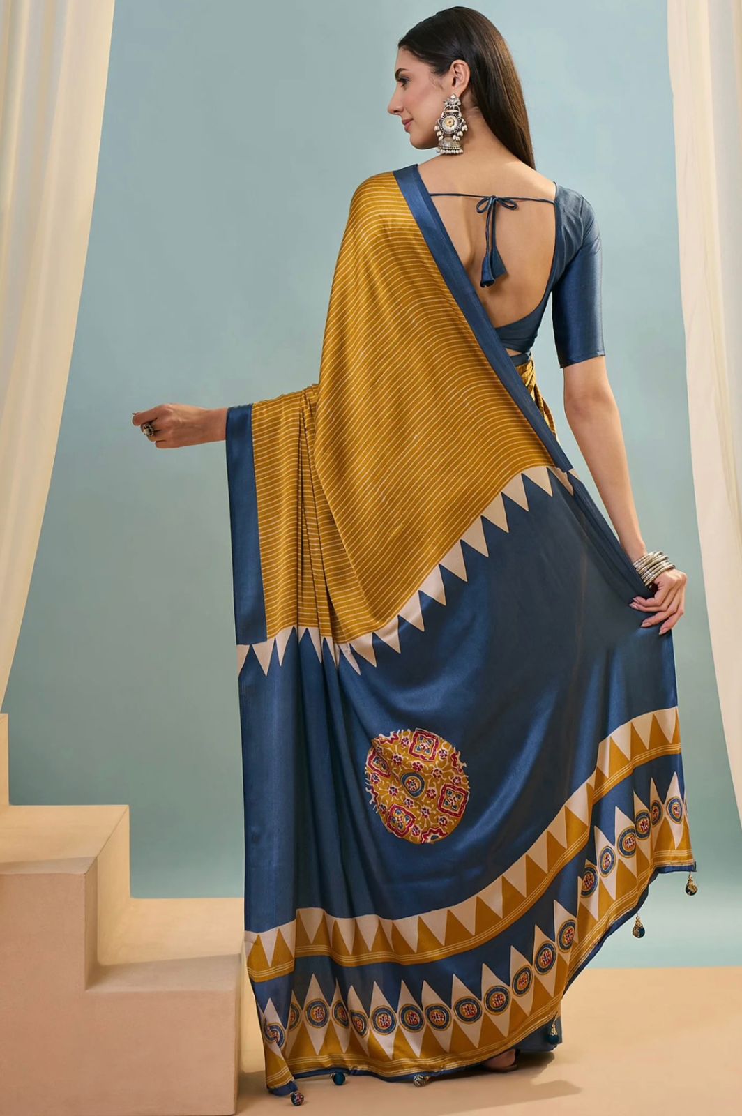 Modal Silk Saree with Magenta Border and Digital Print Blouse