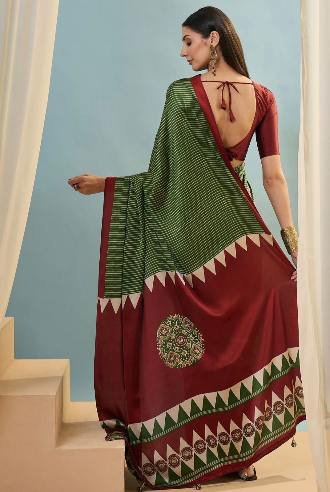 Modal Silk Saree with Magenta Border and Digital Print Blouse