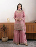 Blush Pink Beads Worked Top with Sarara Set in Fendy Fabric