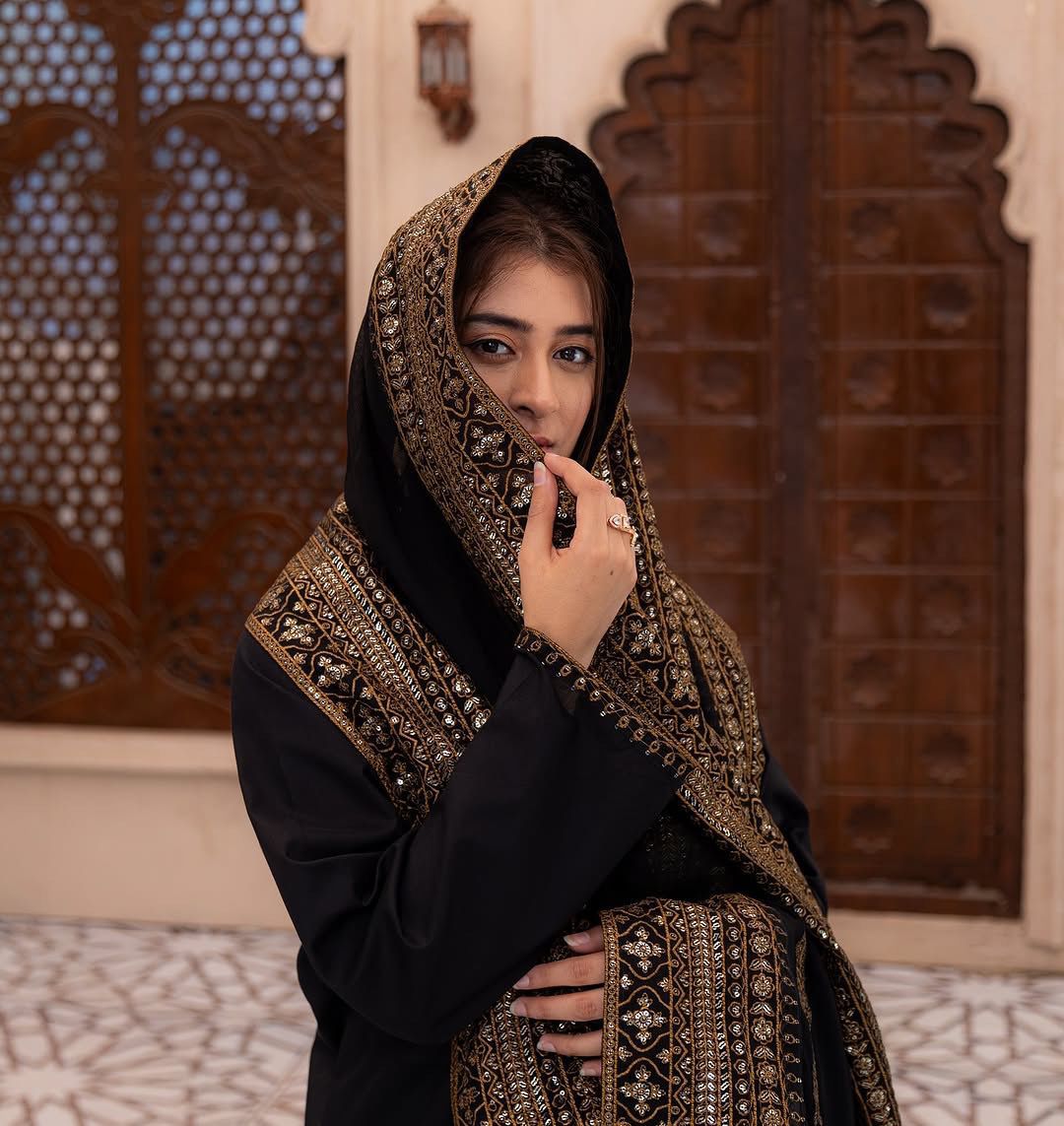 Designer Black Party Wear Natural Crepe Silk Embroidered Top Pant Set with Fancy Dupatta