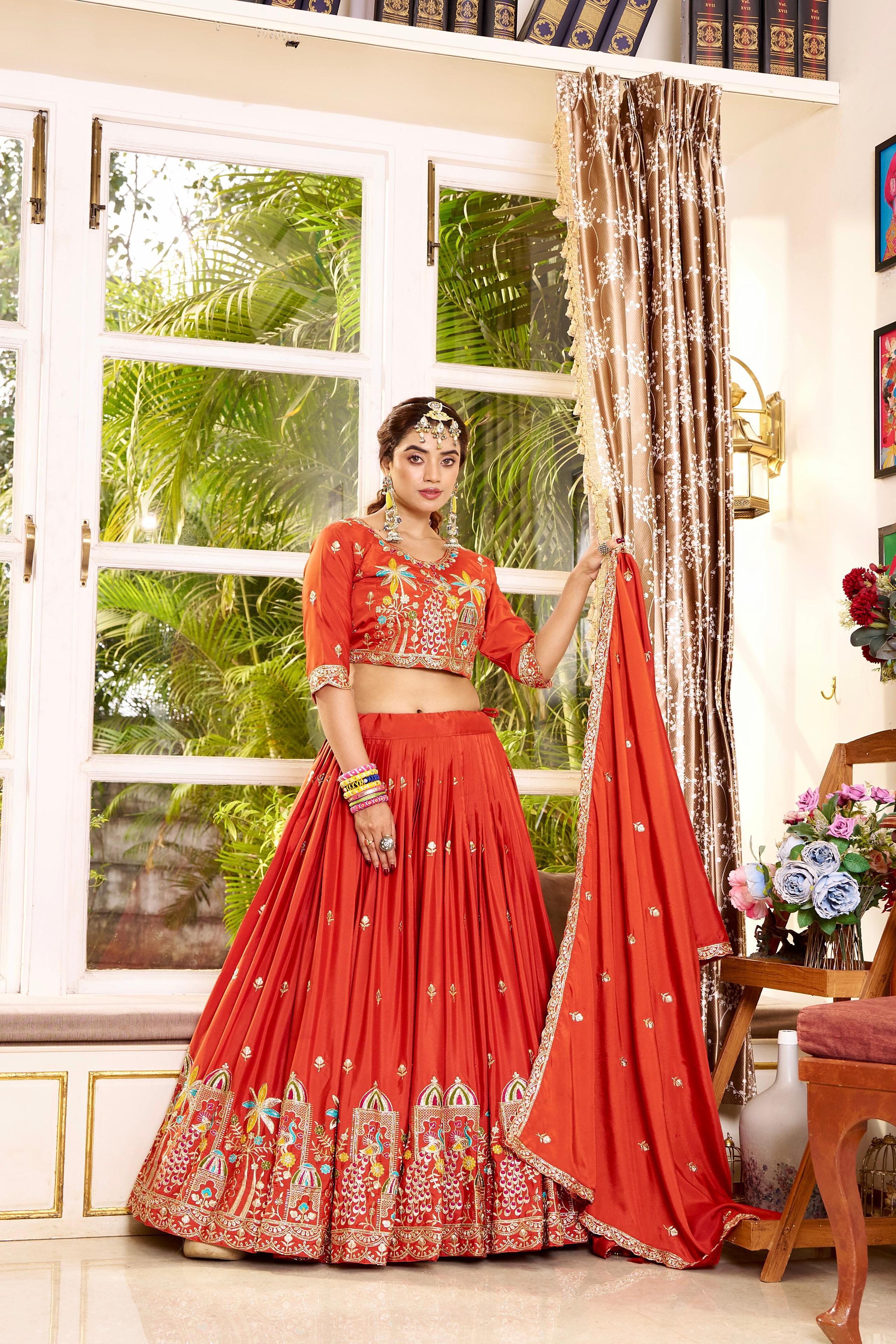 Premium Crepe Silk Lehenga Choli with Heavy Embroidery & Sequence Work