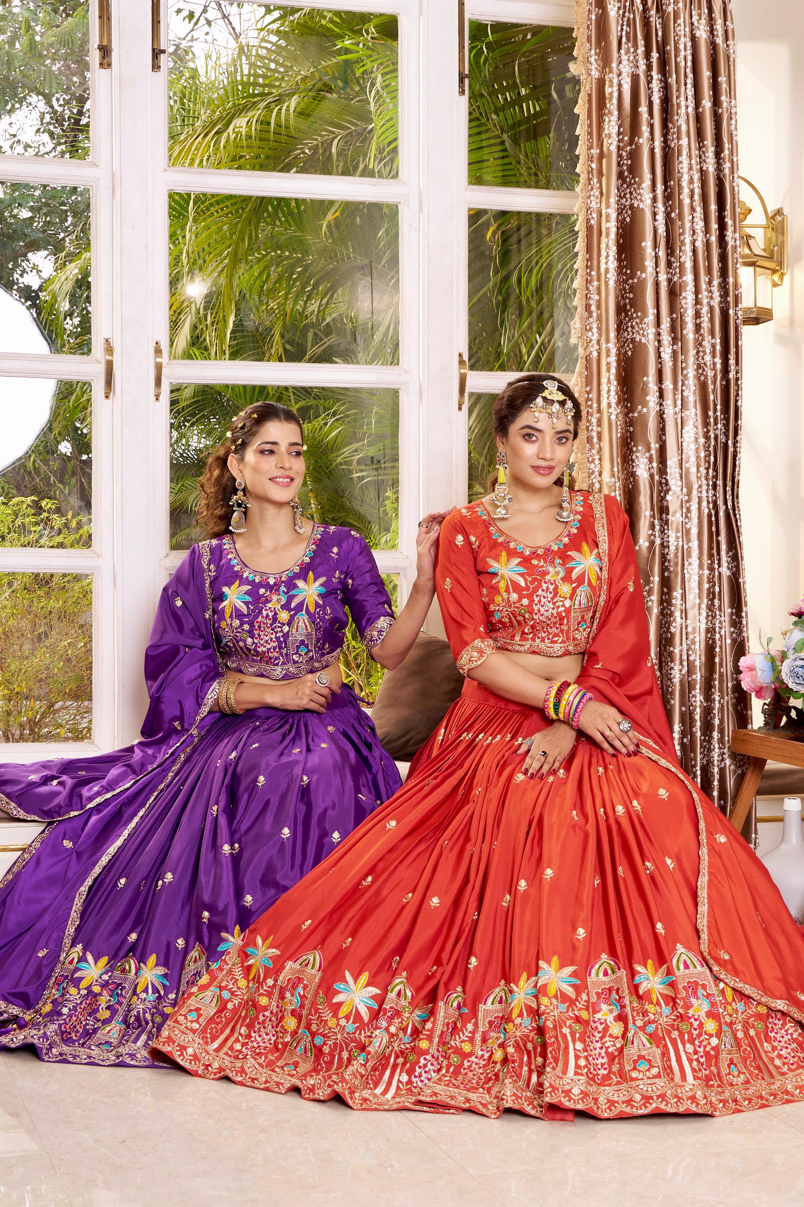 Premium Crepe Silk Lehenga Choli with Heavy Embroidery & Sequence Work