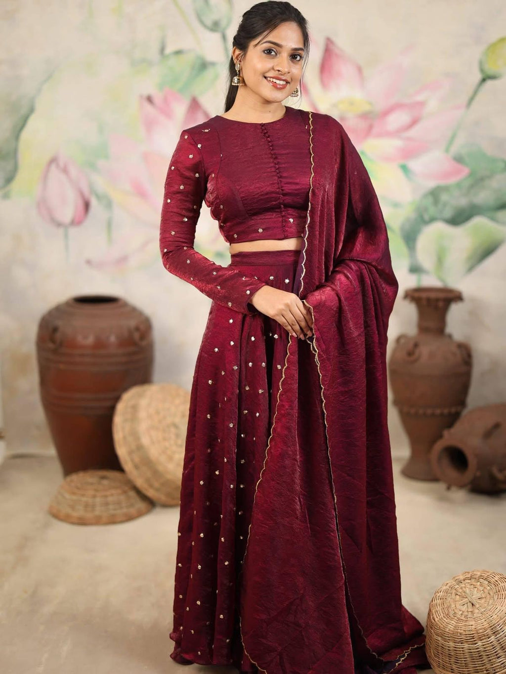 Ishana Wine Lehenga Set