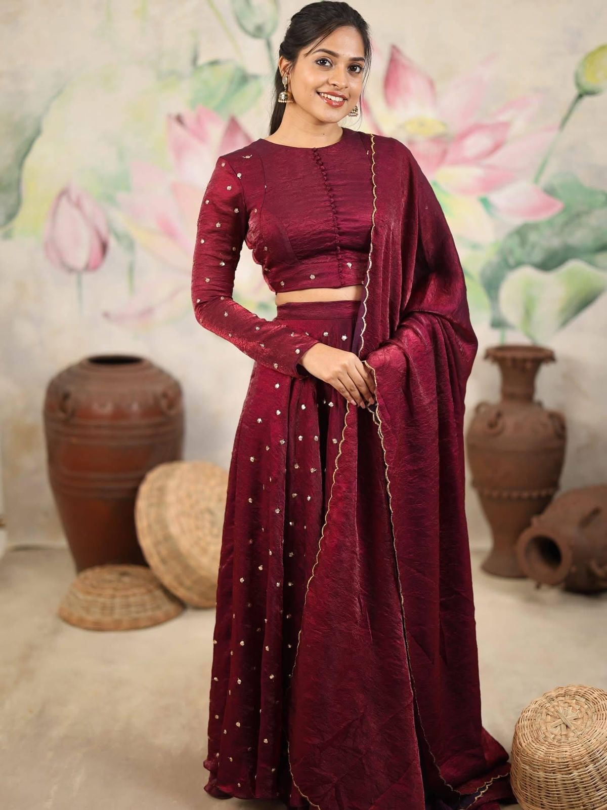 Ishana Wine Lehenga Set