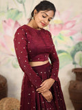 Ishana Wine Lehenga Set