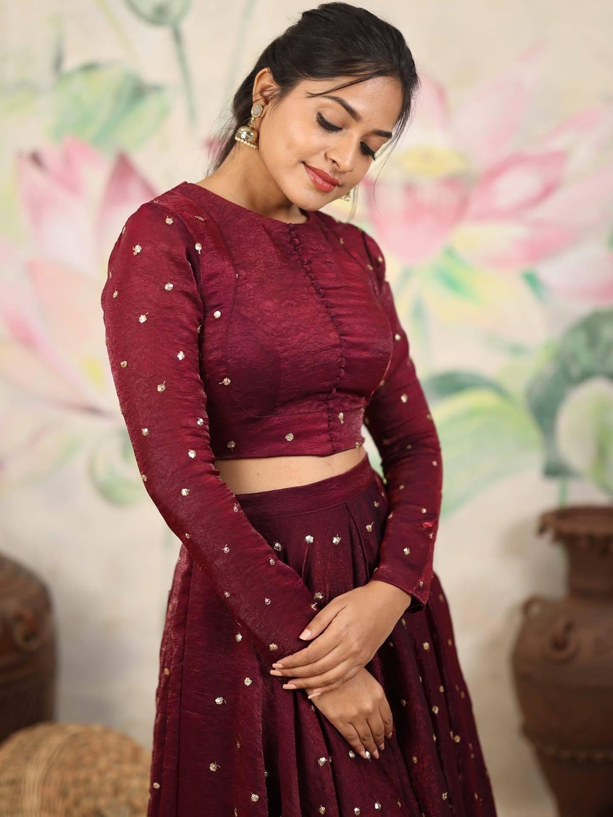 Ishana Wine Lehenga Set