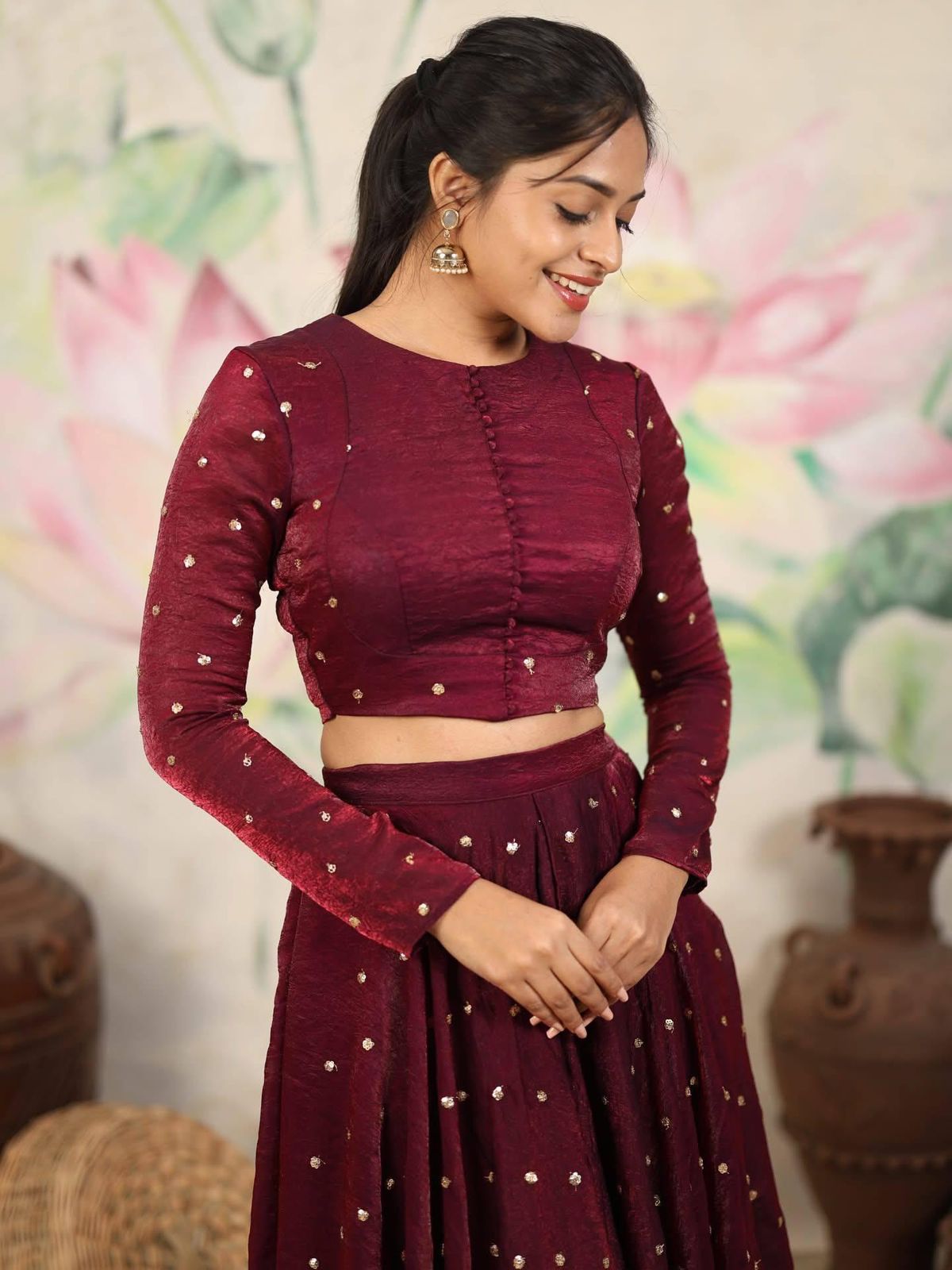 Ishana Wine Lehenga Set