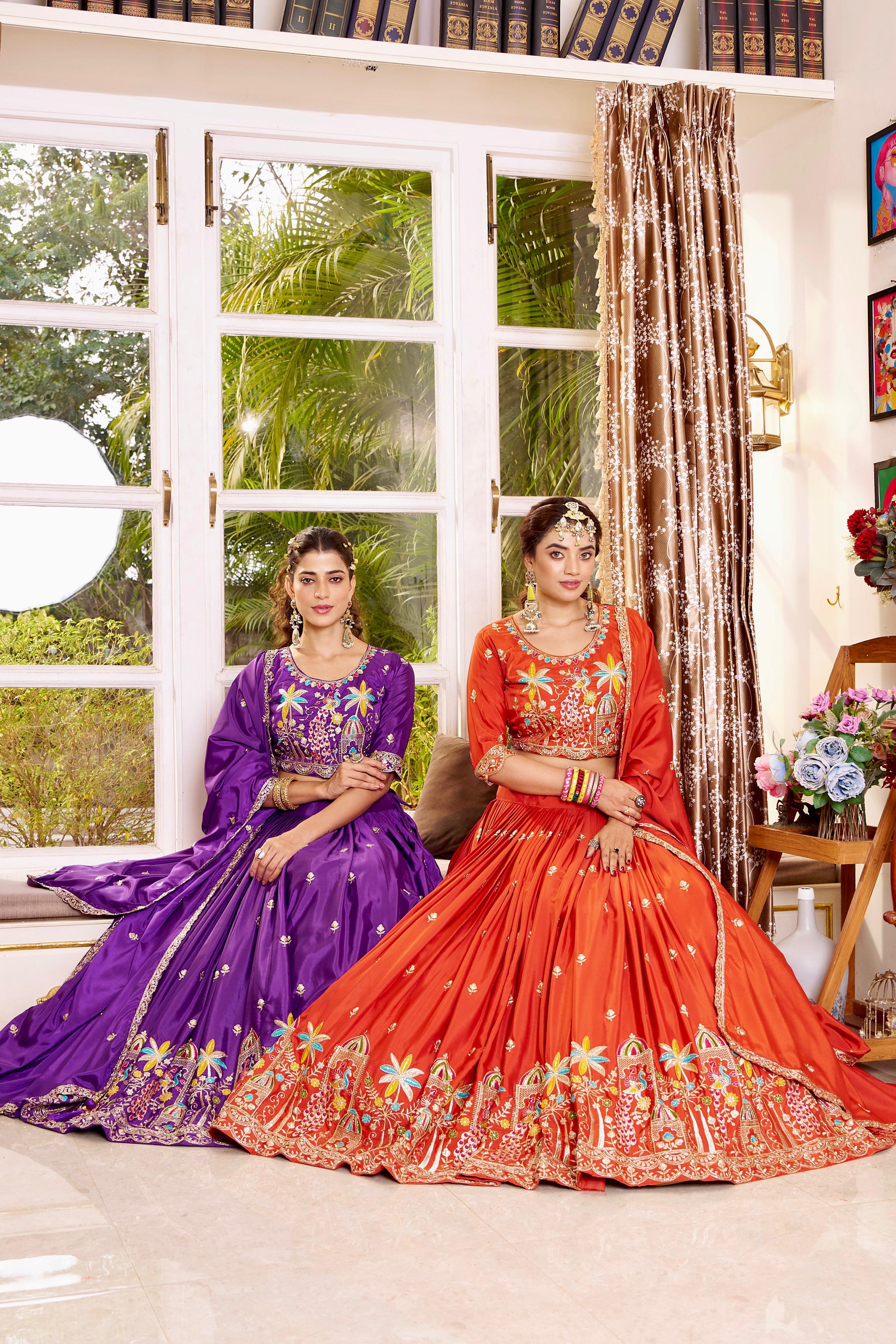 Premium Crepe Silk Lehenga Choli with Heavy Embroidery & Sequence Work