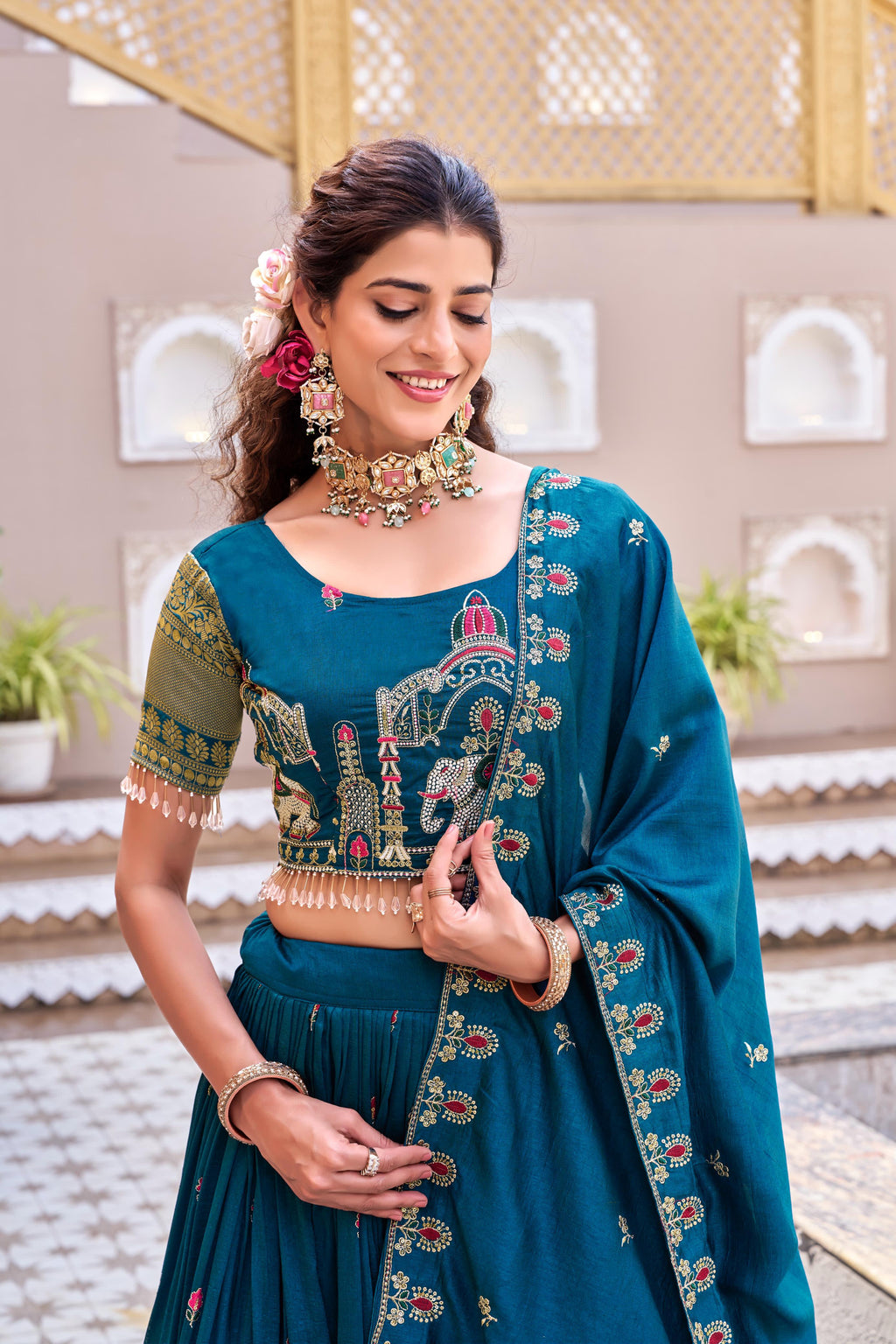Rajwada Heritage Embroidered Lehenga Choli Set with Dupatta
