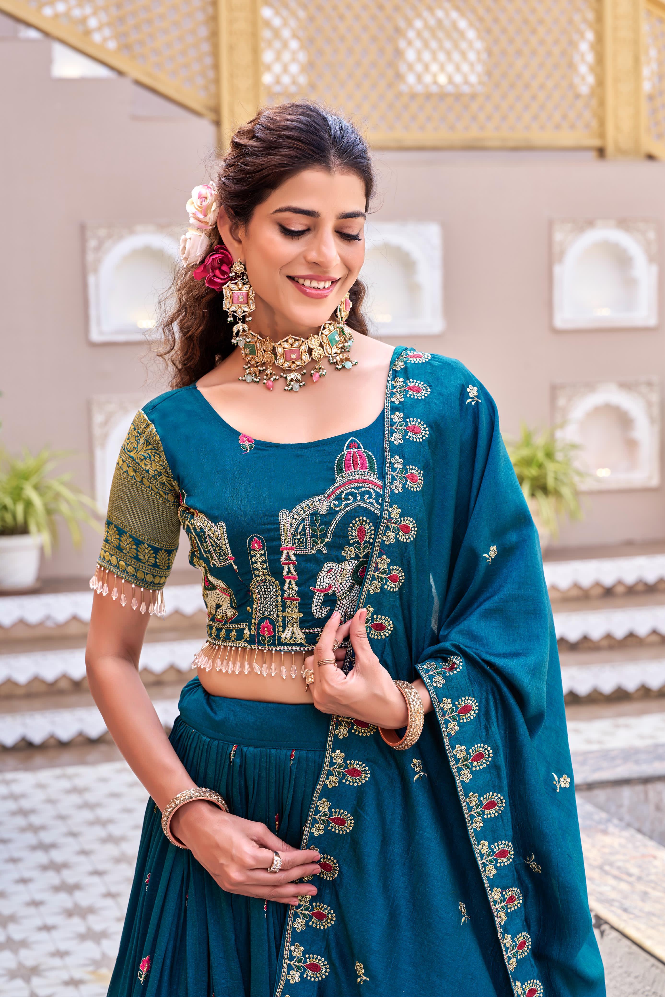 Rajwada Heritage Embroidered Lehenga Choli Set with Dupatta